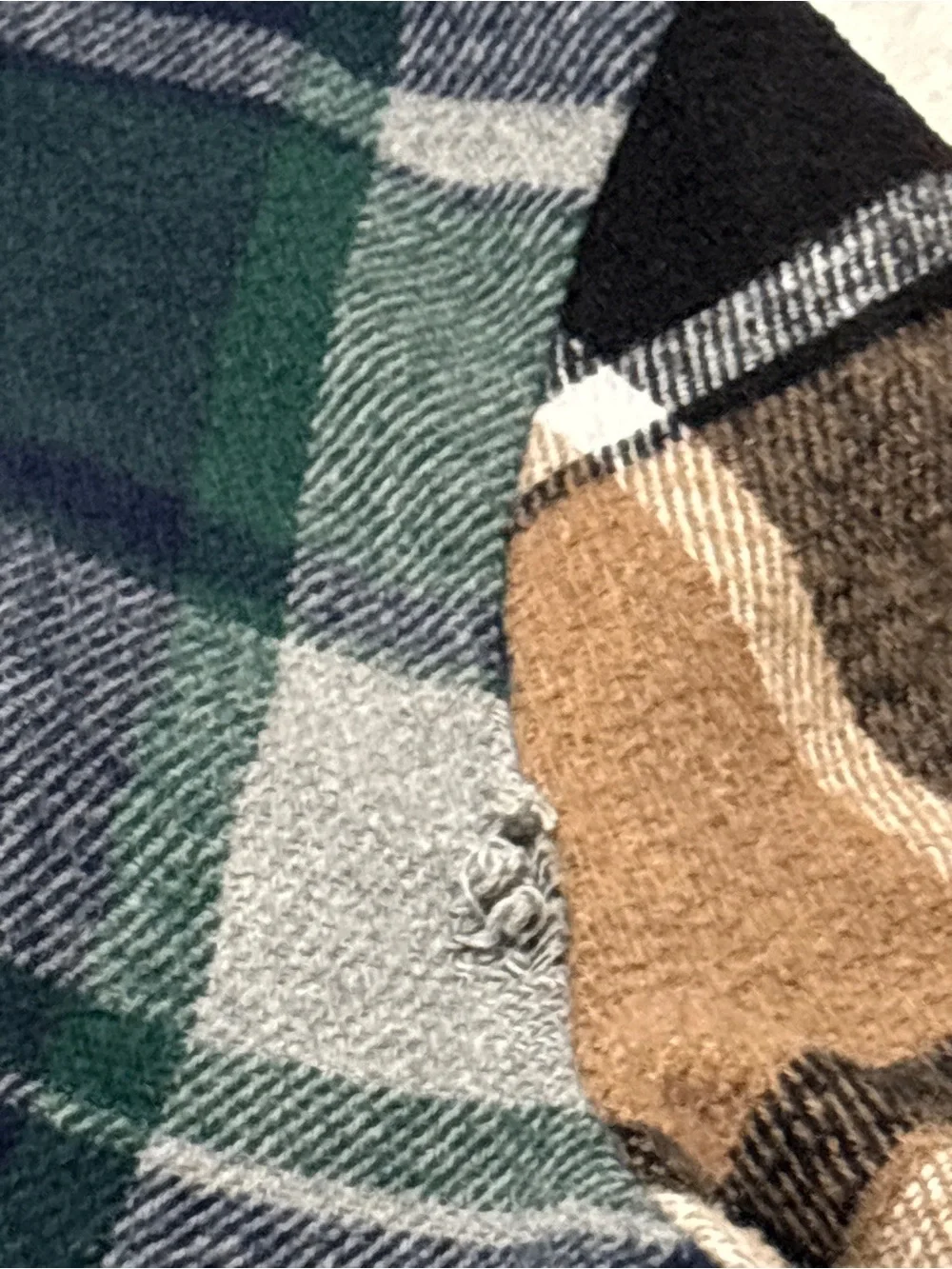 Men's Plaid Flannel Shirt Jacket - Green & Tan